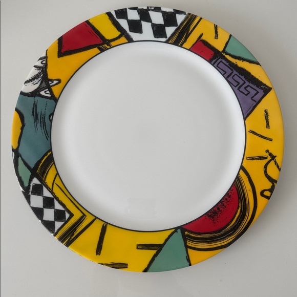 Vintage Acropal Patchwork Colorful Geometric Patterned Dinner Plates Set of 5 - Picture 7 of 8